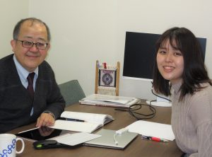 押田桃香さん、　　　　　　　　　　　　　　　基礎医学実験頑張りました！